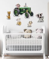 muurdecoratie boerderijdieren tractor groen