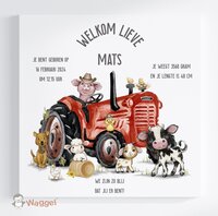 Geboorteschilderij boerderijdieren tractor