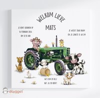 Geboorteschilderij boerderijdieren tractor