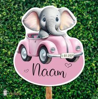 olifant geboortebord roze
