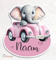 geboortebord olifant roze
