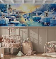 Behang Winter Wonderland Arctic Sun (geschikt voor een brede en smalle muur bijv. boven lambrisering)