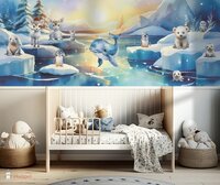 Behang Winter Wonderland Arctic Sun (geschikt voor een brede en smalle muur bijv. boven lambrisering)