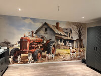 Behang Countryside tractor rood