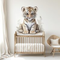 Behang Jungle naturel tijgertje zittend