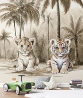 behang met tijger en leeuw