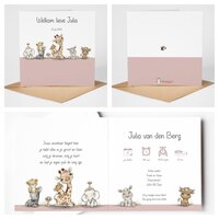jungle cuties roze geboortekaartje