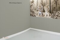 Behang effen bijpassend bij bedrukt lambrisering behang