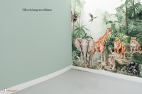 Behang sample effen bijpassend Tropical jungle forest