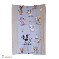 Aankleedkussenhoes verticaal boerderijdieren blauw/grijs