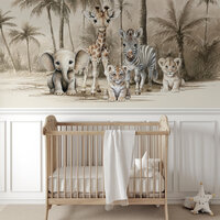 Behang Jungle naturel Little ones adventure (geschikt voor een brede en smalle muur bijv. boven lambrisering)