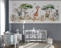 Behang Jungle fun (geschikt voor een brede en smalle muur bijv. boven lambrisering)