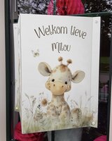 Geboortebord raam Sweethearts giraf