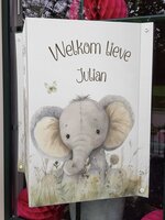 Geboortebord raam Sweethearts olifant