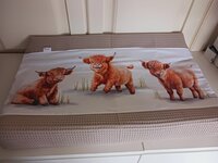 Aankleedkussenhoes Schotse Hooglanders taupe wafelstof