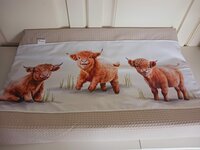 Aankleedkussenhoes Schotse Hooglanders cognac wafelstof