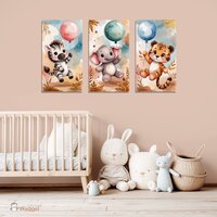 Muurdecoratie Happy Tails zebra, olifant en tijger