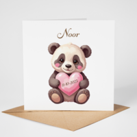 Proefdruk geboortekaartje Happy Tails panda