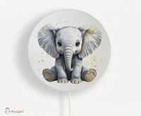 Wandlamp rond Jungle Touch of gold olifantje