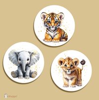 Muurcirkel set Jungle Touch of gold tijger, leeuw en olifant