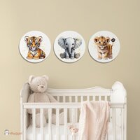 Muurcirkel set Jungle Touch of gold tijger, leeuw en olifant