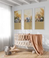 Behang panelen (set van 3) Jungle Touch of gold