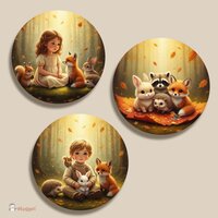 Muurcirkel set Whispering Woods &quot;Autumn fox friends&quot;