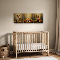 Canvas drieluik Whispering woods &quot;Gentle forest friends&quot;