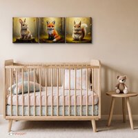 Canvas drieluik Whispering woods &quot;Forest companions&quot;