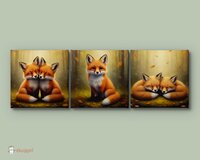 Canvas drieluik Whispering woods &quot;Fox love&quot; 