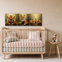 Canvas drieluik Whispering woods &quot;Fox love&quot; 