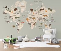 Behang wereldkaart groen