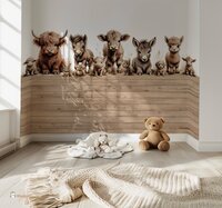 Behang sample boerderijdieren naturel met bedrukte lambrisering