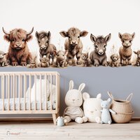 Naadloos fotobehang boerderijdieren naturel gekleurde onderzijde