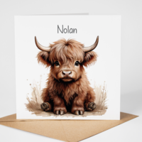 Geboortekaarten boerderijdieren naturel Schotse Hooglander