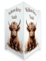 Geboortebord raam Boerderijdieren naturel Schotse hooglander 