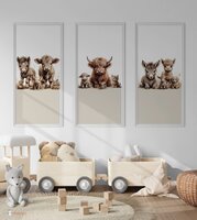 Behang panelen (set van 3) boerderijdieren naturel 