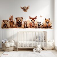 Naadloos fotobehang bosdieren naturel (geschikt voor een brede en smalle muur bijv. boven lambrisering)