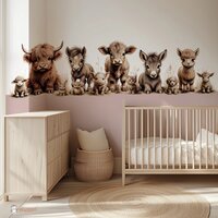 Behang sample boerderijdieren naturel gekleurde onderzijde