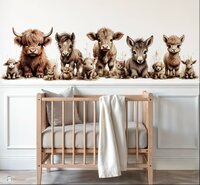 Sample naadloos fotobehang boerderijdieren naturel (geschikt voor een brede en smalle muur bijv. boven lambrisering)