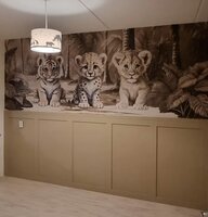 Behang sample Jungle naturel  tijger, cheetah en leeuw (geschikt voor een brede en smalle muur bijv. boven lambrisering)
