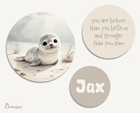 Muurcirkel set Gentle Shores -Ocean Friends Seal- met tekst/quote en naam