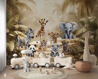 Sample naadloos fotobehang Jungle Touch of gold " Little Steps" 