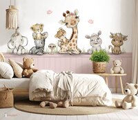 Sample naadloos fotobehang Jungle cuties met bedrukte lambrisering