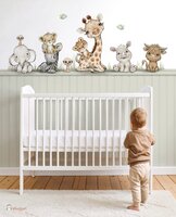 Sample naadloos fotobehang Jungle cuties met bedrukte lambrisering