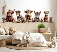 Behang sample boerderijdieren naturel met bedrukte lambrisering