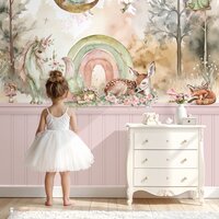 Behang sample Magical world bedrukte lambrisering