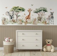 Behang Jungle fun met bedrukte lambrisering