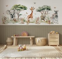 Behang Jungle fun met bedrukte lambrisering