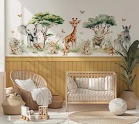 Behang Jungle fun met bedrukte lambrisering